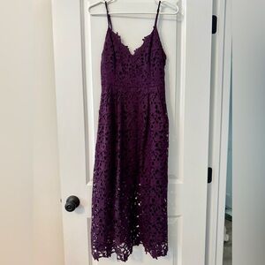 Astr Deep Purple Lace Midi Dress